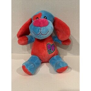 Dandee Pink Dog heart 9" Puppy  Peace Sign Plush Toy